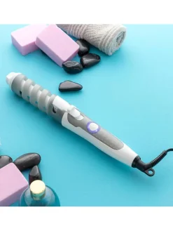 Keramik-Spiral-Lockenstab in Grau/ Weiß - (L)33 x (B)4,4 cm