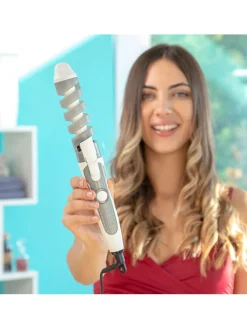 Keramik-Spiral-Lockenstab in Grau/ Weiß - (L)33 x (B)4,4 cm