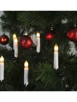 Kerzenlichterkette 25 Baumkerzen E10 Fassung für Innen L: 12m in weiß