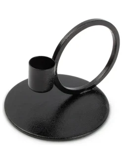 Kerzenständer "Pillar" in Schwarz - (H)9 x Ø 10 cm