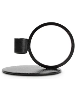 Kerzenständer "Pillar" in Schwarz - (H)9 x Ø 10 cm