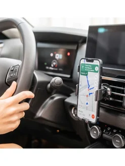 Kfz-Handyhalterung mit Schnelladegerät in Schwarz - (H)10,5 cm