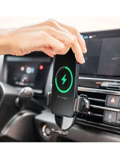 Kfz-Handyhalterung mit Schnelladegerät in Schwarz - (H)10,5 cm