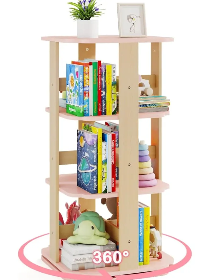 Kinder Bücherregal 360° drehbar in Rosa