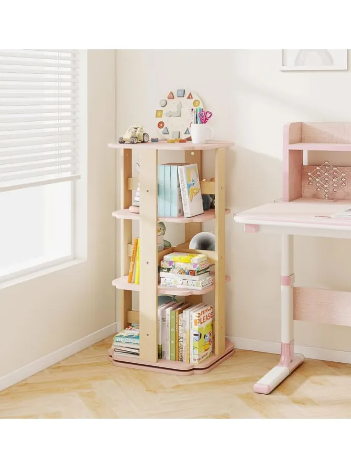 Kinder Bücherregal 360° drehbar in Rosa