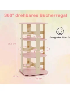 Kinder Bücherregal 360° drehbar in Rosa