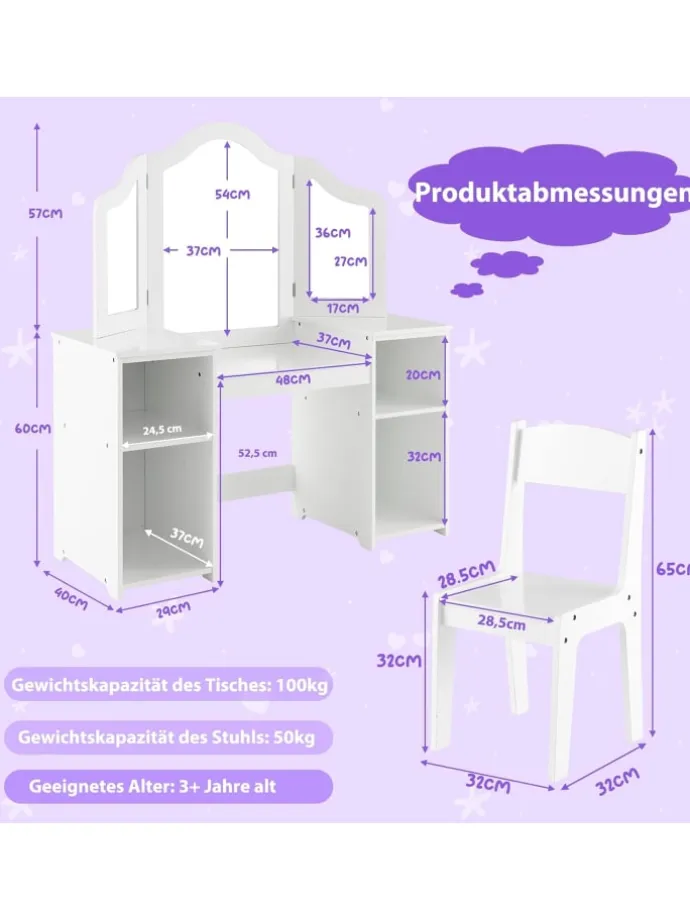 Kinder Schminktisch-Set in Weiß