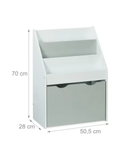 Kinderregal in Weiß/ Grau - (B)50,5 x (H)70 x (T)28 cm