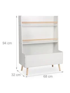 Kinderregal in Weiß/ Natur - (B) 68 x (H) 94 x (T) 32 cm