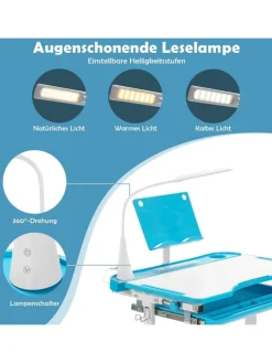 Kinderschreibtisch Set mit Licht ab 4 Jahren in Blau