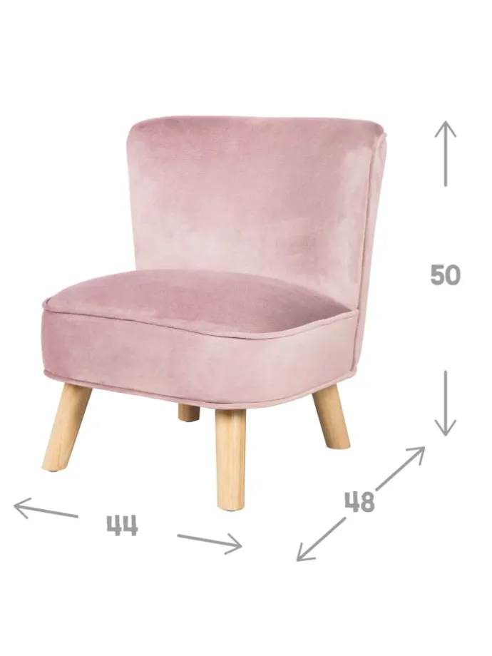 Kindersessel 'Lil Sofa', bequem, Holzfüße & Samtstoff Mauve