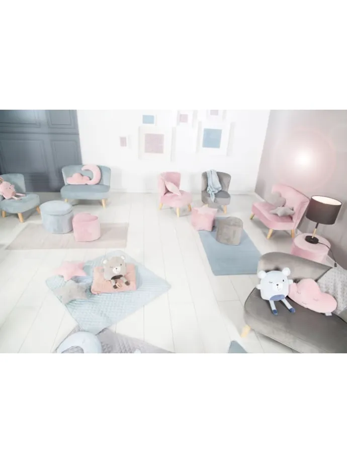 Kindersessel 'Lil Sofa', bequem, Holzfüße & Samtstoff Mauve