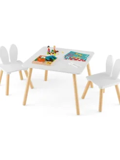 Kindertisch mit 2 Stühlen in Weiß