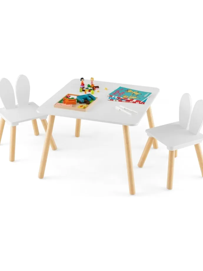 Kindertisch mit 2 Stühlen in Weiß