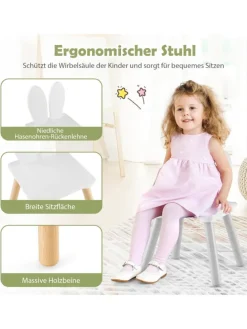 Kindertisch mit 2 Stühlen in Weiß