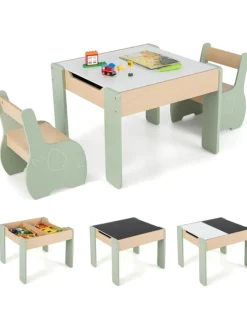 Kindertisch mit 2 Stühlen in Grün