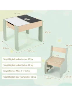 Kindertisch mit 2 Stühlen in Grün