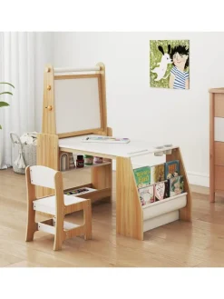 Kindertisch mit Stuhl & Staffelei in Hellbraun