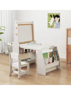 Kindertisch mit Stuhl & Staffelei in Grau