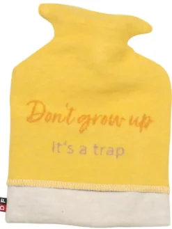 Kinderwärmflasche "Don't Grow Up" in Gelb
