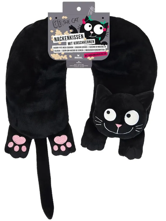 Kirschkernkissen "The Cat" in Schwarz - (L)31 x (B)29 cm