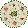 Kissen "Ave Otomi" in Grün/ Creme - Ø 45 cm