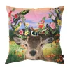 Kissen "Deer Birds" in Braun/ Grün/ Rosa - (L)45 x (B)45 cm