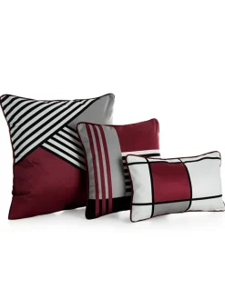 Kissen "Eva" in Weiß/ Rot/ Grau