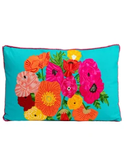 Kissen "Fiorista" in Türkis/ Bunt - (L)60 x (B)40 cm