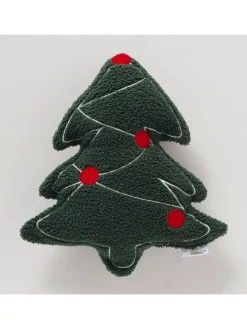 Kissen "Jelka" in Grün/ Rot - (L)32 x (B)31 cm