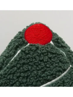 Kissen "Jelka" in Grün/ Rot - (L)32 x (B)31 cm