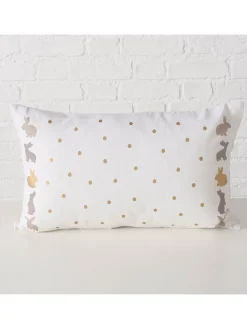 Kissen "Tinka" Weiß/ Grau/ Gold - (L)50 x (B)30 cm