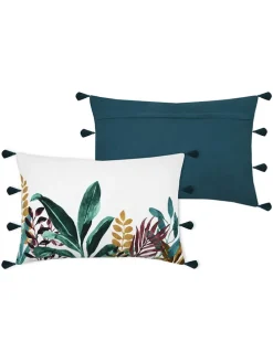 Kissen "Uniola" in Weiß/ Dunkelblau - (L)40 x (B)60 cm