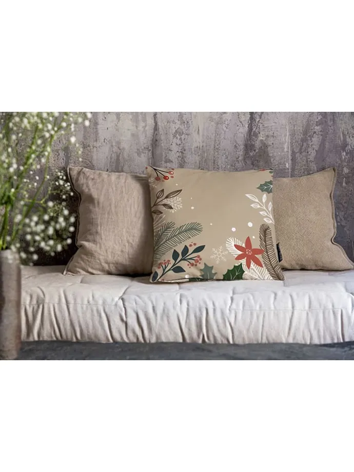 Kissenhülle "Frosted Branches" in Beige - (L)45 x (B)45 cm