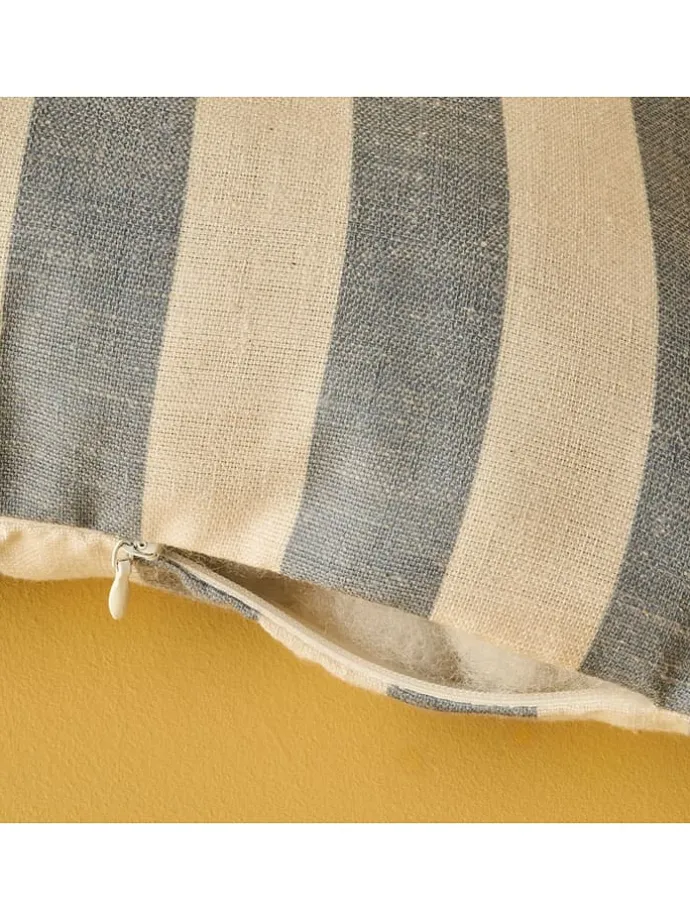 Kissenhülle ''Lemoncello'' in Creme/ Blau/ Gelb - (L)35 x (B)50 cm