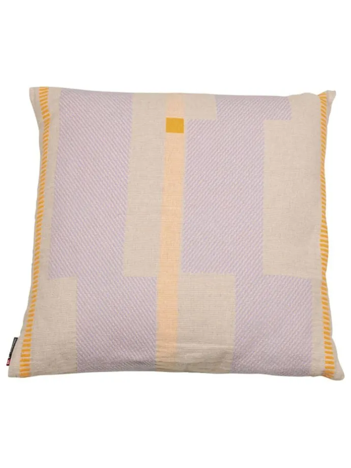 Kissenhülle "Lino - Blockstreifen" in Beige/ Lila