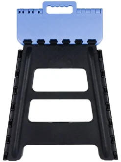 Klapphocker in Schwarz/ Blau - (B)38 x (H)39 x (T)21 cm