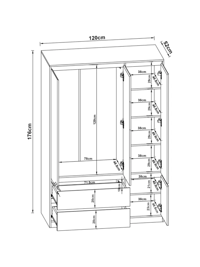 Kleiderschrank Bastheim in Weiß (B)120cm (G)109.2cm