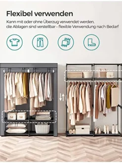 Kleiderschrank in Grau - (B)140 x (H)174 x (T)43 cm