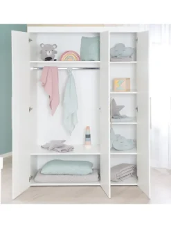 Kleiderschrank Kimi 3-türig mit Softclose, Kleiderstange & Metallgriffen