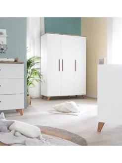 Kleiderschrank Ole 3-türig weiß mit Softclose, 6 Böden