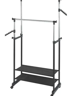 Kleiderstange "All In" in Schwarz/ Chrom - (B)89,5 x (H)169 x (T)43 cm