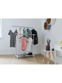 Kleiderständer in Chrom/ Weiß - (B)134 x (H)168 x (T)44 cm