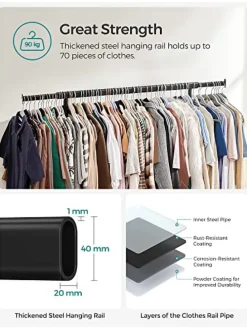 Kleiderständer in Schwarz - (B)132 x (H)160 x (T)45,5 cm