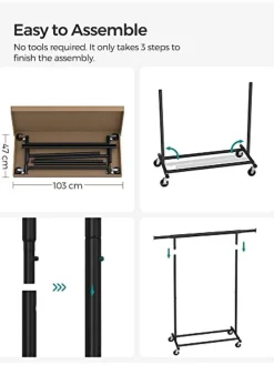 Kleiderständer in Schwarz - (B)132 x (H)160 x (T)45,5 cm