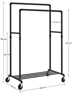 Kleiderständer in Schwarz - (B)100 x (H)162 x (T)59 cm