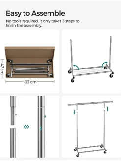 Kleiderständer in Silber - (B)132 x (H)160 x (T)45,5 cm