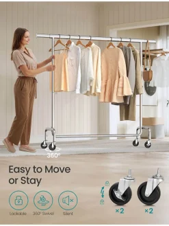 Kleiderständer in Silber - (B)111,4 x (H)162,9 x (T)45 cm