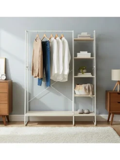 Kleiderständer in Weiß/ Natur - (B)120 x (H)160 x (T)45 cm