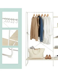 Kleiderständer in Weiß/ Natur - (B)120 x (H)160 x (T)45 cm